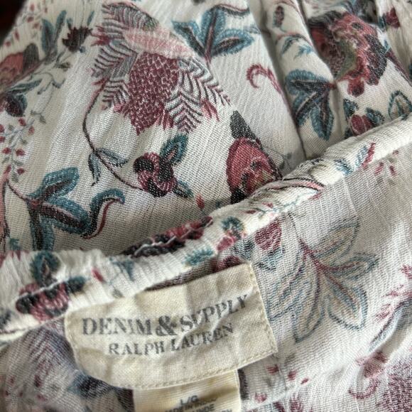 Denim & Supply Ralph Lauren Top Size Large Boho Western Country Floral Shirt - Picture 8 of 9